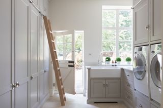 a utility room idea with an access ladder