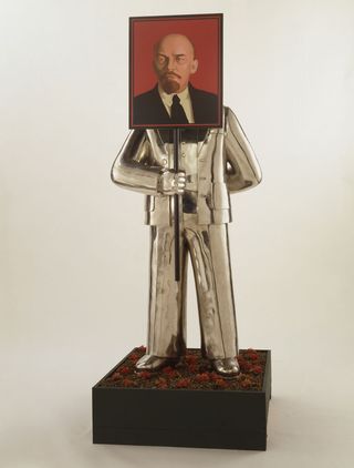 'Man with Portrait of Lenin'