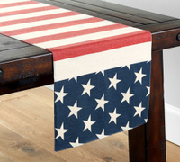 American Flag Linen/Cotton Table Runner for $69, at Pottery Barn