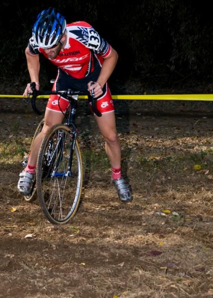 Matt Spohn (Cyfac) runs into trouble and must dismount.