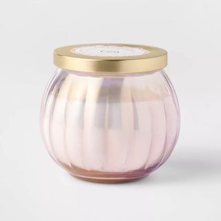 Pink glass jar candle