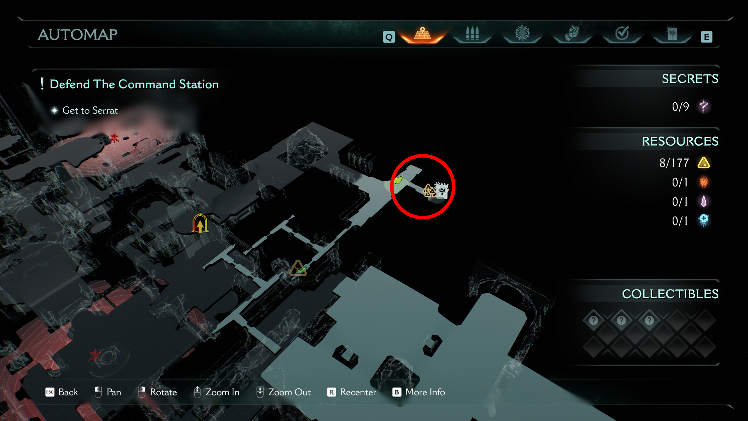 Doom: The Dark Ages Chapter 12 secrets - A codex entry icon on the map in a small nook off a hallway.