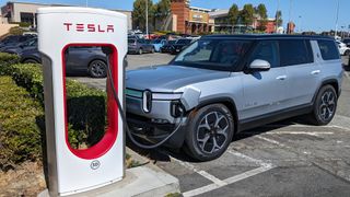 Rivian charge at Tesla Station