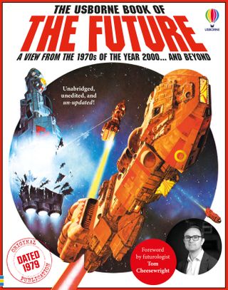 A spaceship battle on the cover of The Usborne Book of the Future.