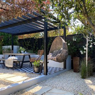 Pergola ideas with hanging chair