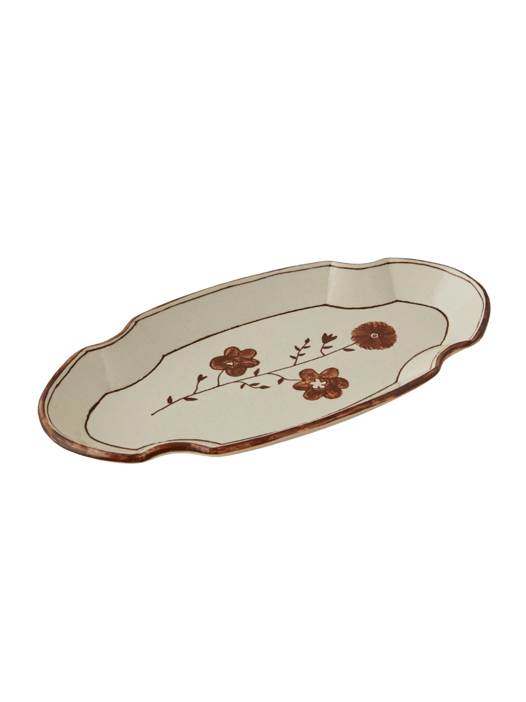 a platter with flowers on it