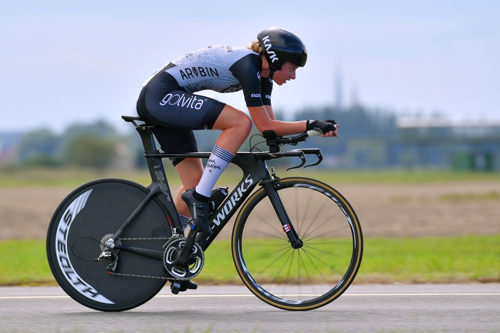 Saartje Vandenbroucke KOKSIJDE BELGIUM AUGUST 20 Saartje Vandenbroucke of Belgium and Team SBikes Agu during the 121st Belgian Road Championship 2020 Womens Elite Individual Time Trial a 284km Individual Time Trial on Koksijde ITT BELCycling BKKoksijde on August 20 2020 in Koksijde Belgium Photo by Luc ClaessenGetty Images