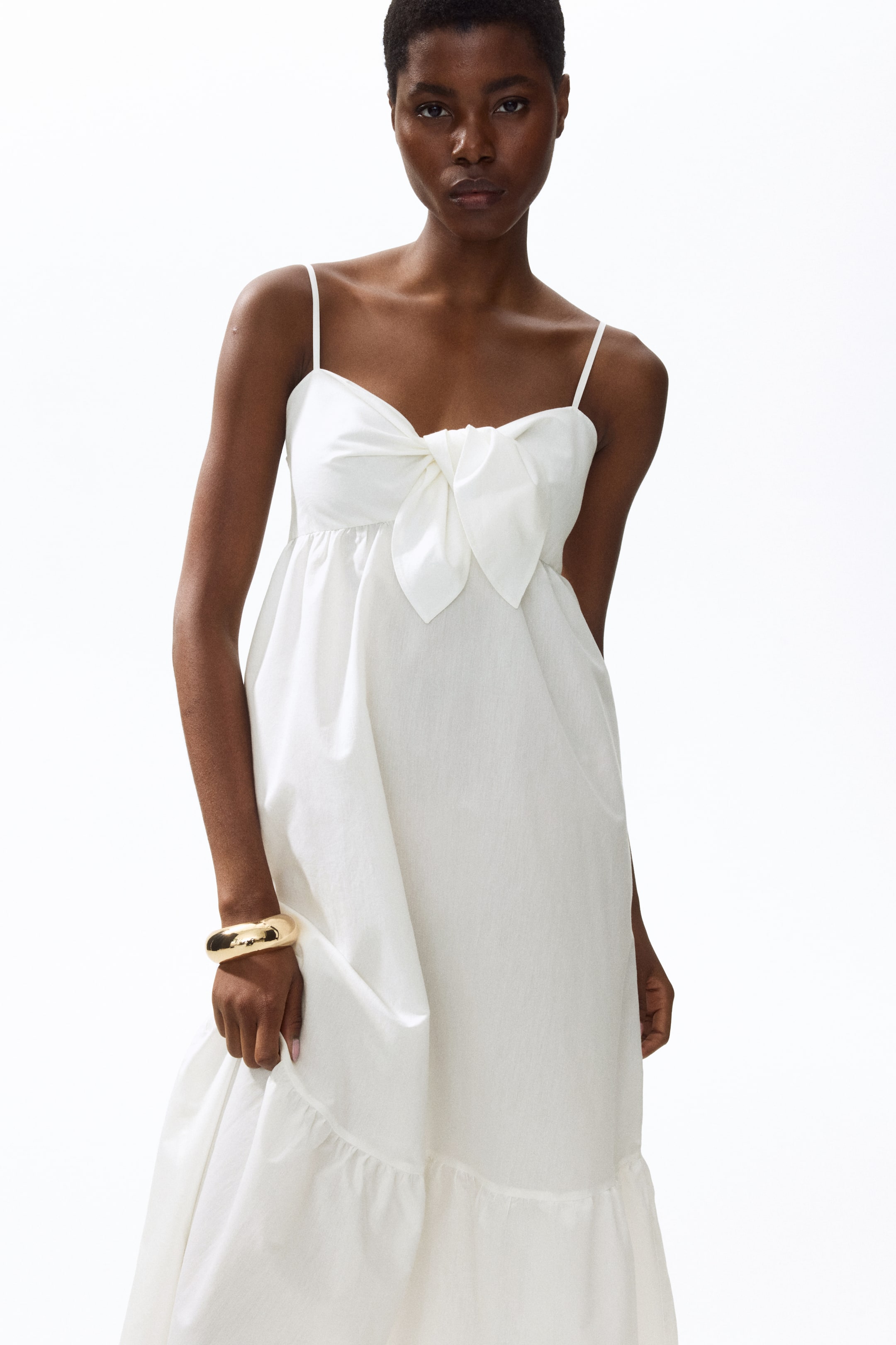 Tie-Detail Tiered Dress