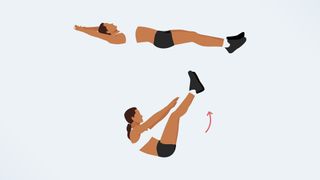 an illo of a woman doing a jackknife sit-up