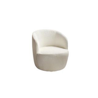 Anneros Swivel Barrel Chair in white upholstered modern-looking
