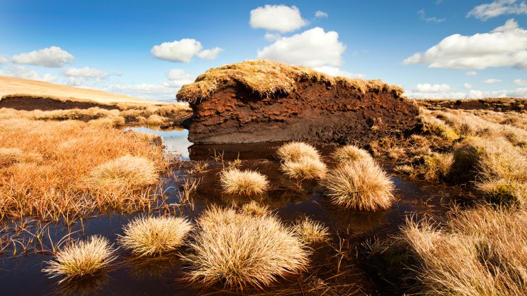 Peat hags near Loadpot Hill above Ullswater in the Lake District, UK