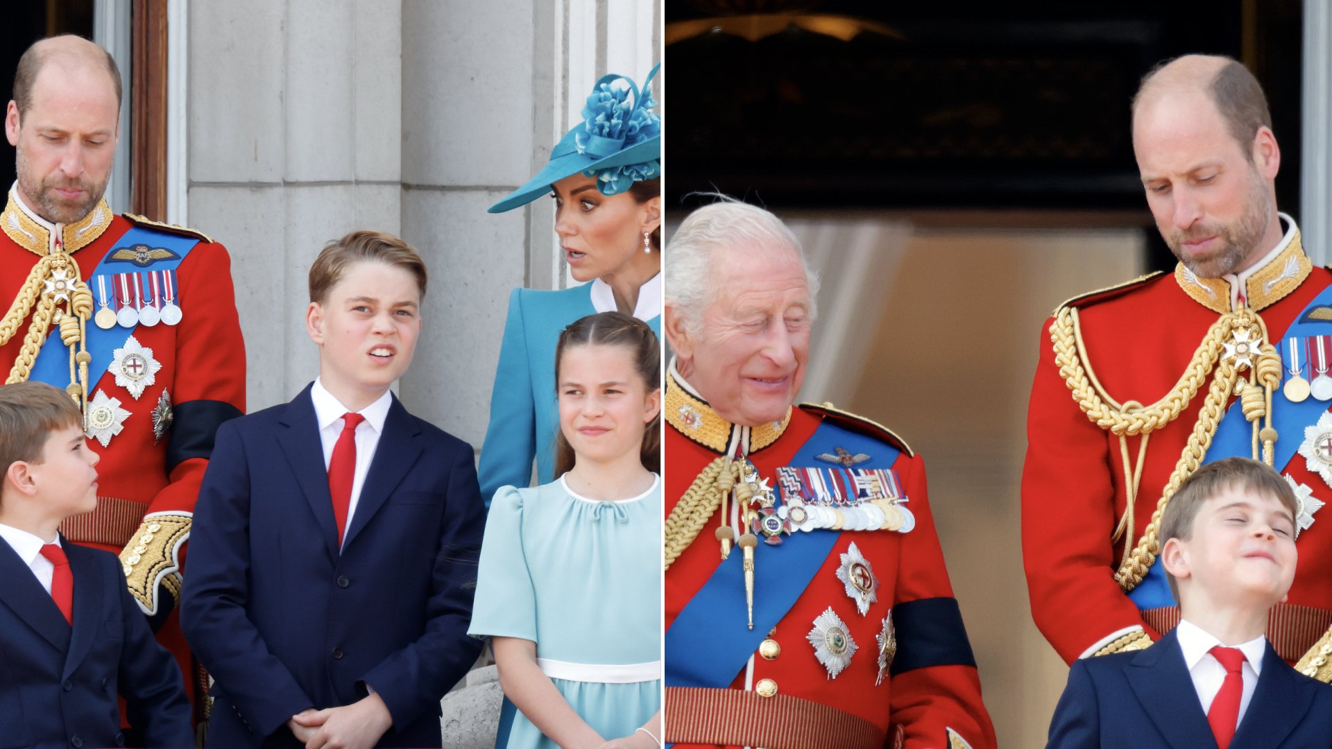 King Charles laughs at Prince Louis's cheeky behavior at Trooping the Colour while Kate Middleton scolds her youngest son