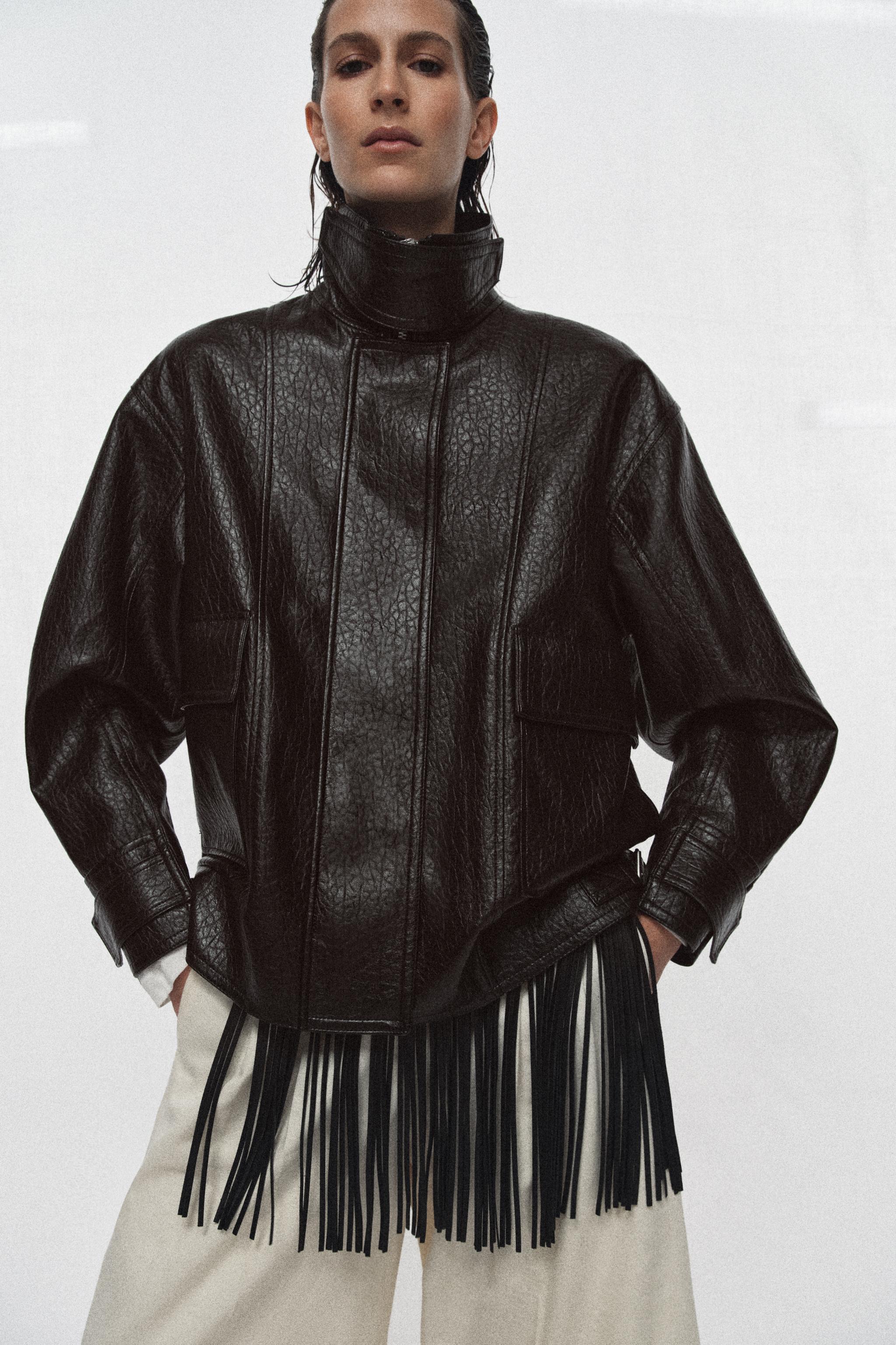 Zw Collection Faux Leather Jacket