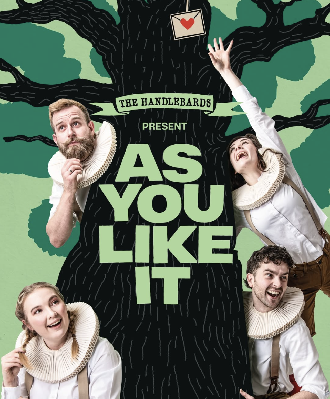 an image of the poster for As You Like It perfomed by The Handlebards