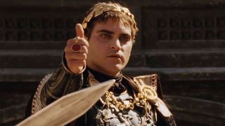 Joaquin Phoenix giving thumbs up in Gladiator