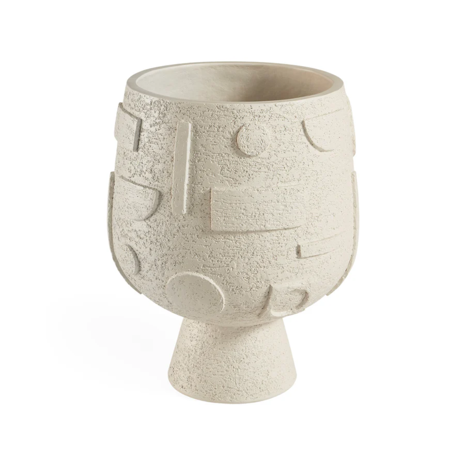 A sculptural geometric concrete planter by Jonathan Adler