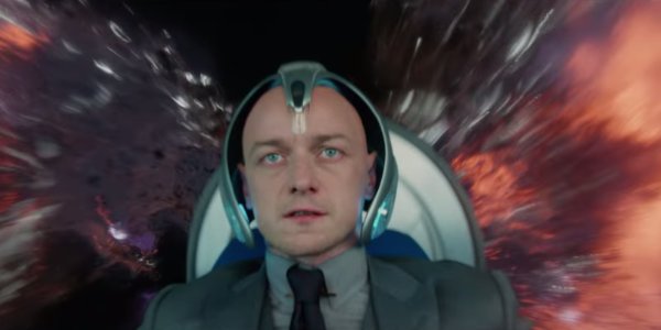 Dark Phoenix Professor X looking concerned as alien energy surrounds him