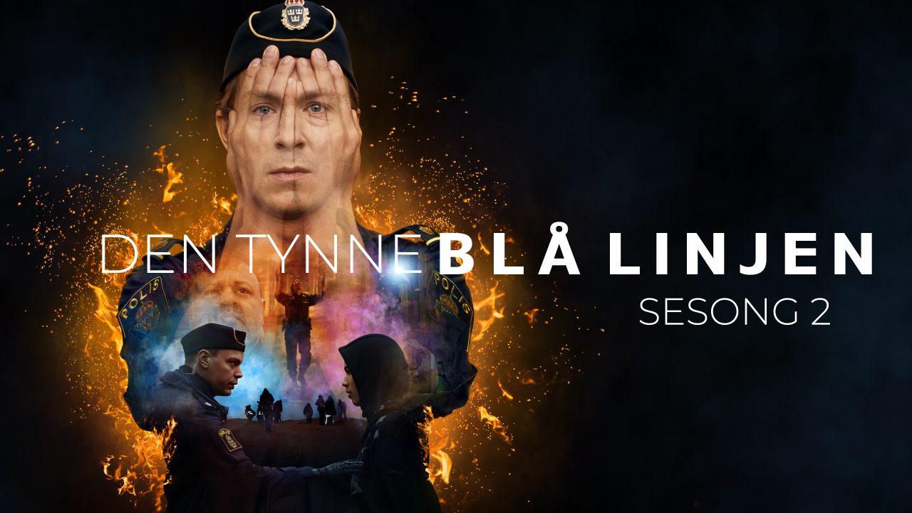Reklamebilde for serien Den tynne blå linjen på NRK.