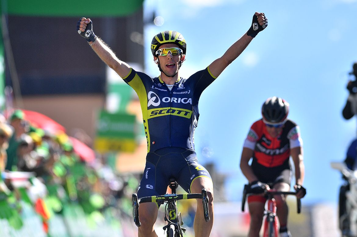 Simon Yates celebrates his victory at the Tour de Romandie