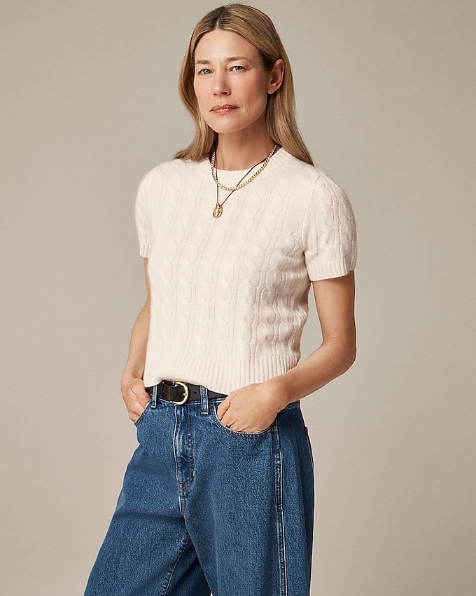 Cashmere Cable-Knit T-Shirt