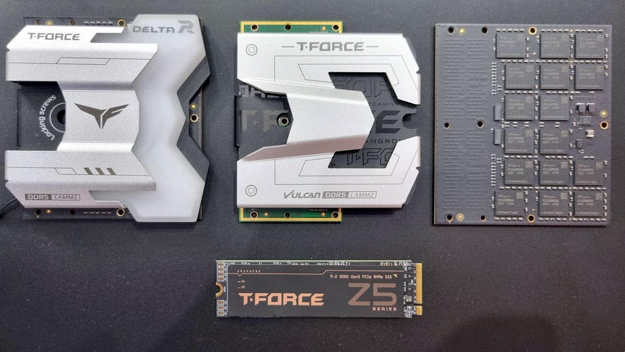 A photo of Team Group's CAMM2 memory presentation at Computex 2025