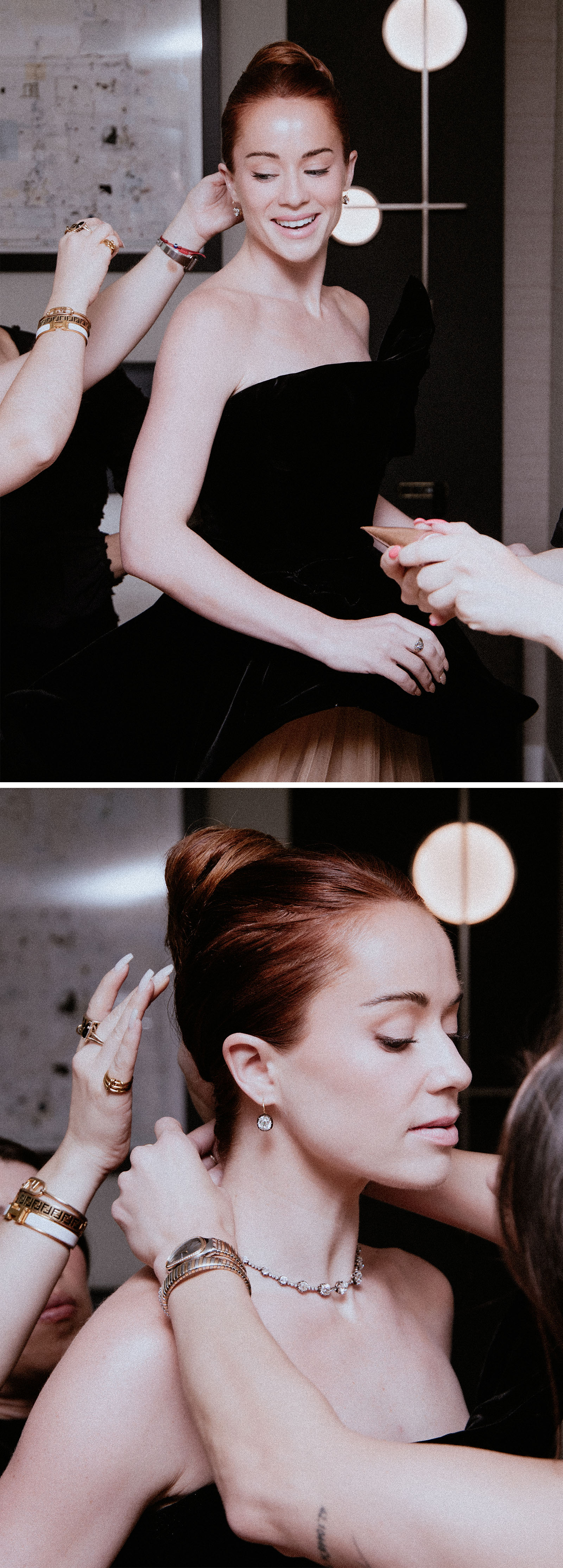 Whitney Leavitt receives final touches in her look ahead of the 2026 Tony Awards.