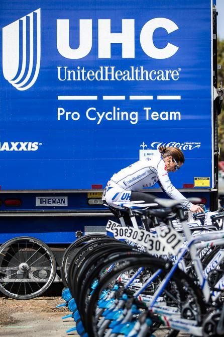 Katie Hall (United Healthcare) warms up before her start.