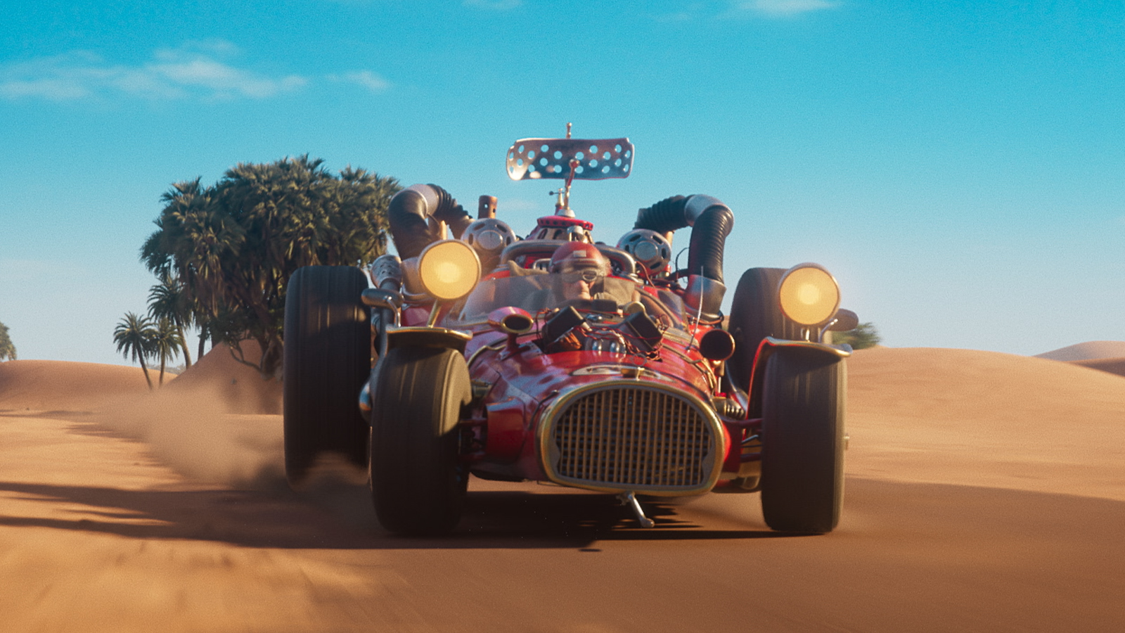 Steampunk like cars race in Paris and a desert