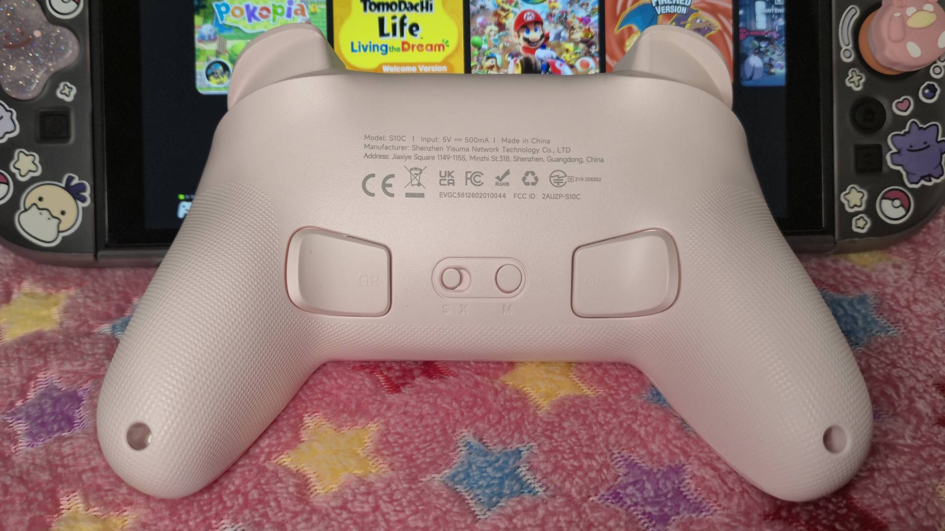 Close up of the back of the EasySMX S10 Lite Switch 2 controller.