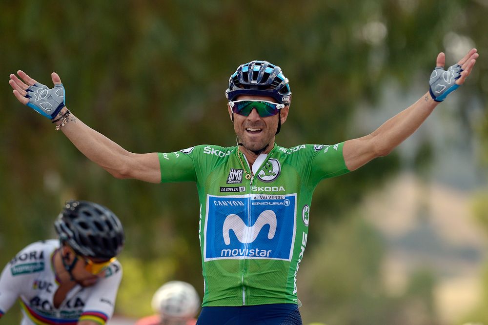 Alejandro Valverde wins stage 8 at the Vuelta a Espana ahead of Peter Sagan