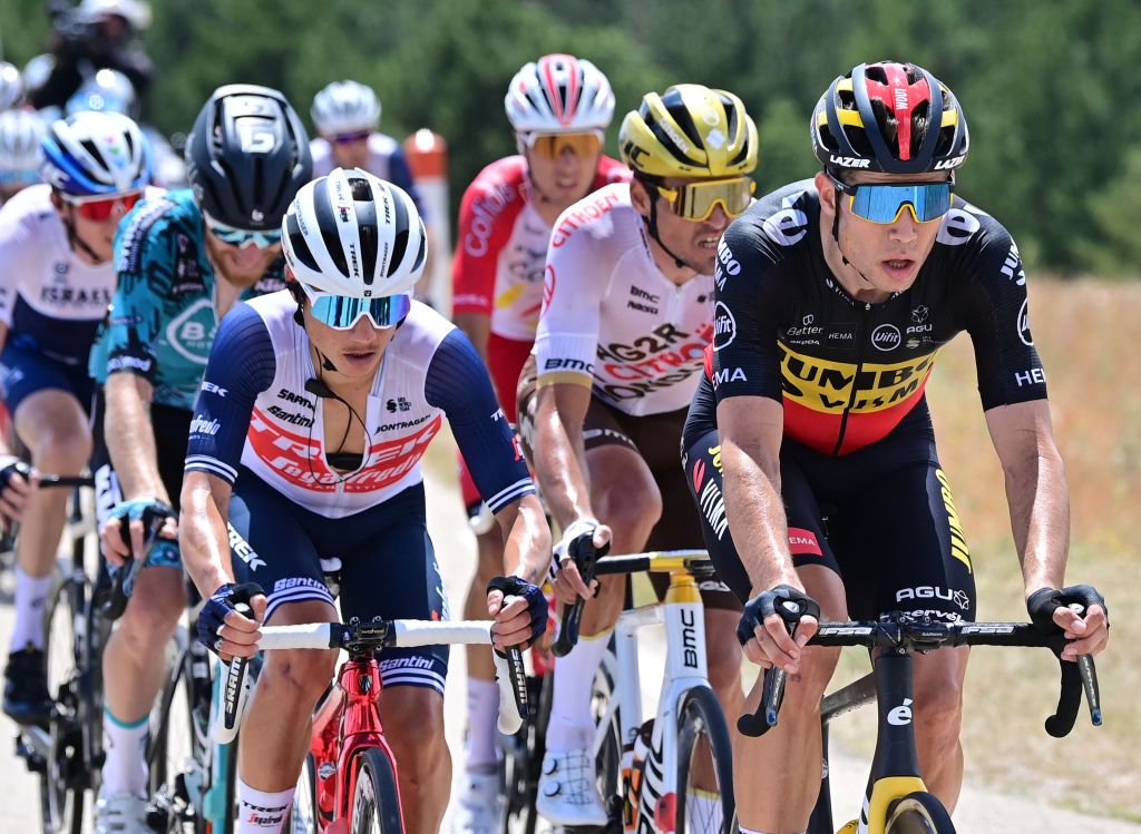Belgian Wout Van Aert of Team JumboVisma and Belgian Greg Van Avermaet of AG2R Citroen Team pictured in action during stage 11 of the 108th edition of the Tour de France cycling race 1989 km from Sorgues to Malaucene France Wednesday 07 July 2021 This years Tour de France takes place from 26 June to 18 July 2021BELGA PHOTO DAVID STOCKMAN Photo by DAVID STOCKMANBELGA MAGAFP via Getty Images