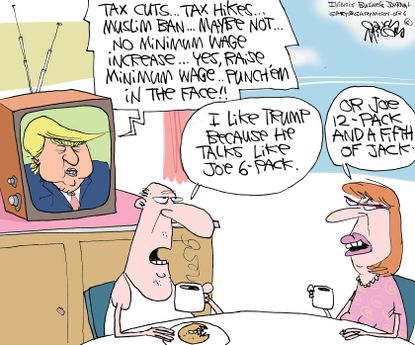 Political Cartoon U.S. trump Rhetoric 2016