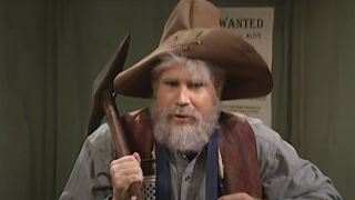 Will Ferrell dressed as a folksy prospector on Saturday Night Live.