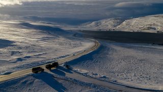 Trucks on an arctic road