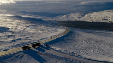Trucks on an arctic road