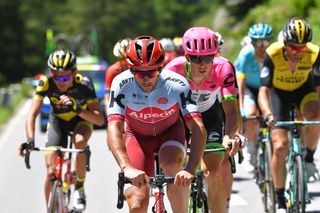 Nathan Haas leads the breakaway during stage 6 at Tour de Suisse