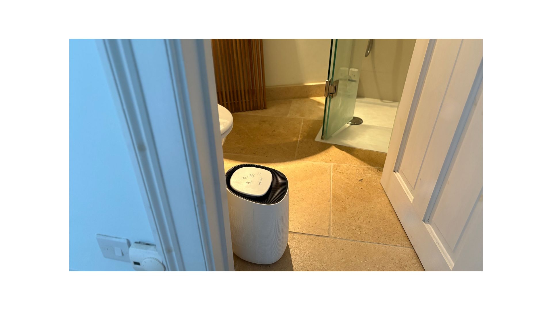 Lakeland Dehumidifier and Air Purifier in a bathroom