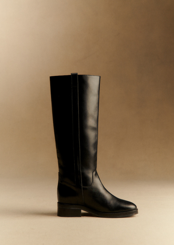 Bridget Knee Boots - Smooth Black - Bovine Leather - S&amp;eacute;zane