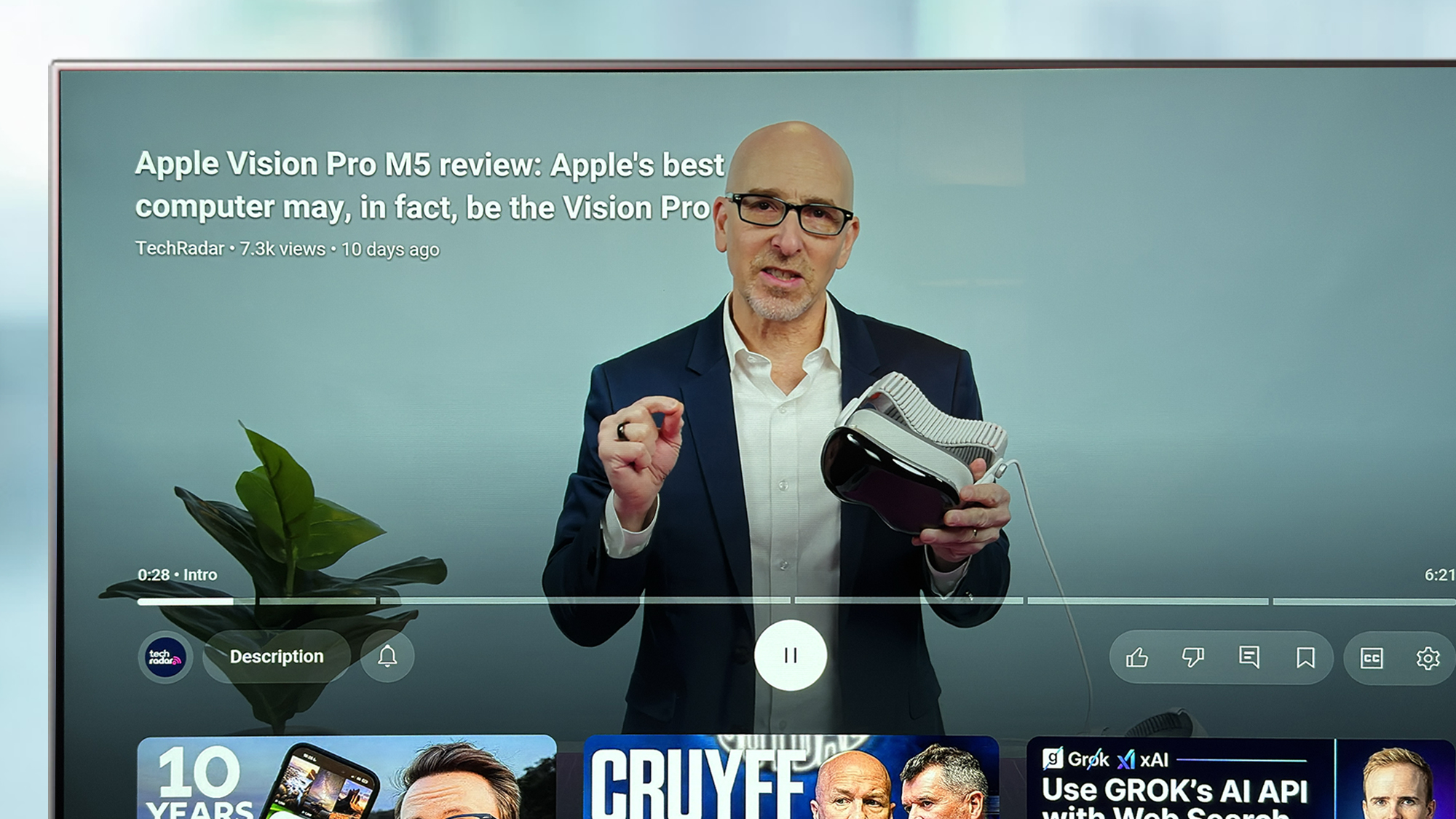 A TV screen showing the redesigned TV app