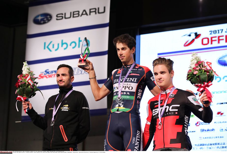 The final podium of Lobato, Canola, and Welten (L-R)