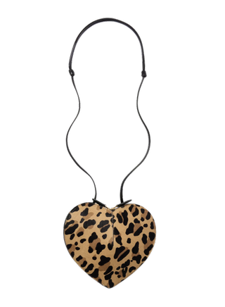 Le Coeur Leopard Heart Genuine Calf Hair Crossbody Bag