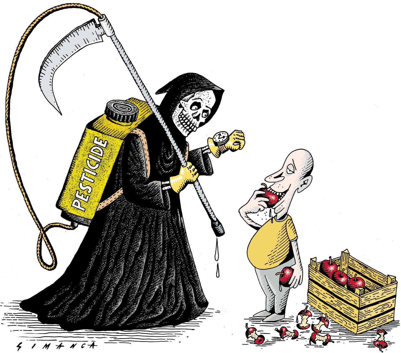 Editorial Cartoon U.S. Pesticides food grim reaper