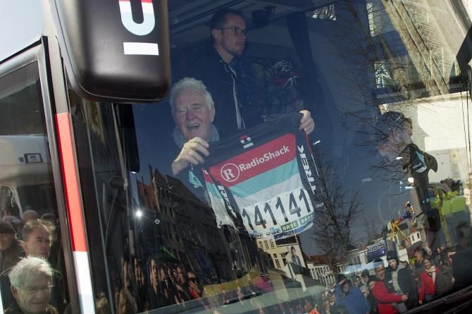 Fabian Cancellara's jersey from the Tour of Flanders is held up like a relic.