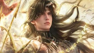 A screenshot shows Zayne from Love and Deepspace surrounded by golden light