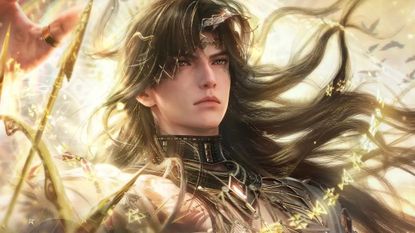 A screenshot shows Zayne from Love and Deepspace surrounded by golden light