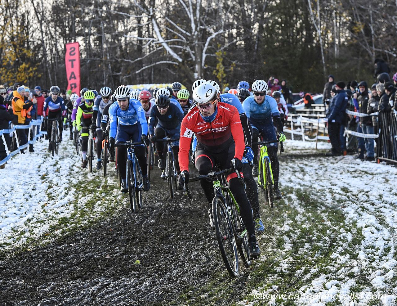 Raphael Gagne (OMX- Silverback) gets the hole shot in the elite men&rsquo;s race