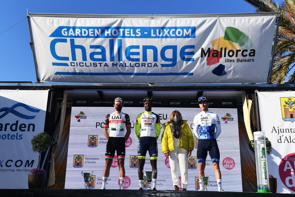 Biniam Girmay (Intermarch&eacute;-Wanty-Gobert) takes centre stage on the podium