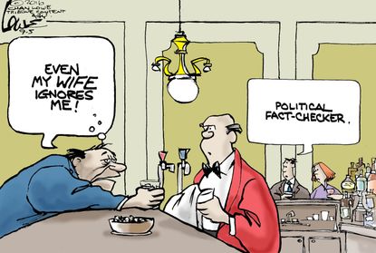 Editorial cartoon U.S. Political fact checker
