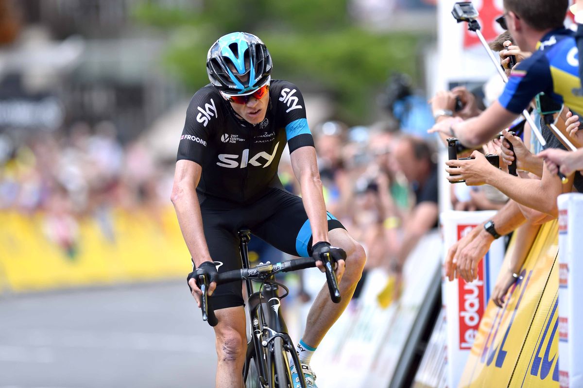 A tired Chris Froome finished third