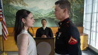 Sofia Carson as Cassie and Nicholas Galitzine as Luke in Purple Hearts on Netflix